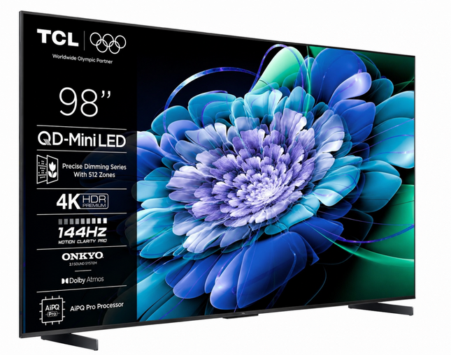 Televizor TCL QD-MiniLED 98C61K, 248 cm, Smart Google TV, 4K Ultra HD, 144Hz, Onkyo