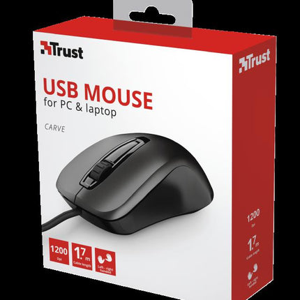 Mouse Trust Carve, USB Mouse, negru