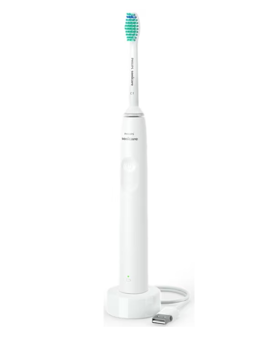 Periuta de dinti sonica electrica PHILIPS Sonicare Seria 2100 HX3651/13, 31000 miscari/minut, Cronometru Quadpacer si SmarTimer, Design ergonomic subÅ£ire, 1 capat de periere, Alb, L x A x I (mm) 109x63x220