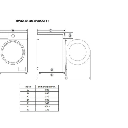 Masina de spalat rufe HEINNER HWM-M1014IVKSA+++, 10 kg, 1400 rpm, Clasa: A, Argintiu