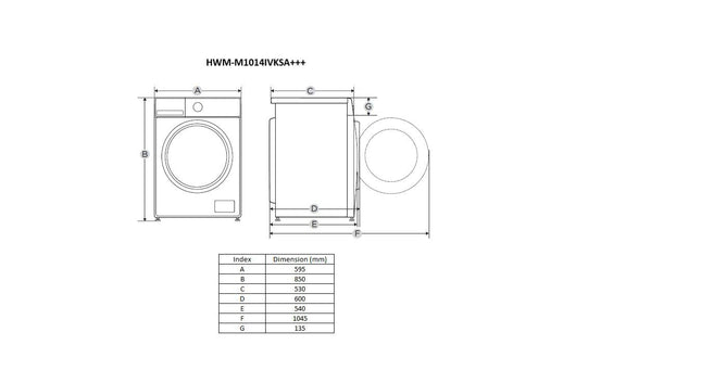 Masina de spalat rufe HEINNER HWM-M1014IVKSA+++, 10 kg, 1400 rpm, Clasa: A, Argintiu