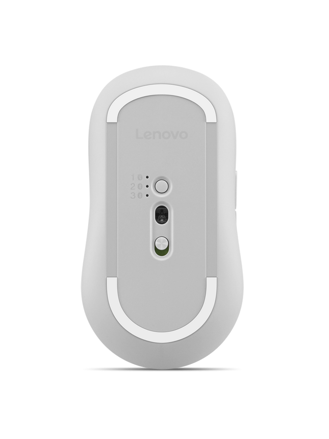 Mouse silentios Bluetooth Lenovo Yoga; pana la 4000DPI; tip: full size ambidextru; senzor: IR optic; numar de butoane: 6 (programabile); conectivitate: Bluetooth 5.3, se poate conecta la 3 dispozitive; greutate: 88g; compatibil cu Windows 10, Windows 11; include 1 x baterie de tip AA; culoare: alb
