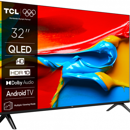 Televizor TCL QLED 32V4C, 80 cm, Smart Google TV, HD