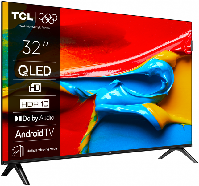 Televizor TCL QLED 32V4C, 80 cm, Smart Google TV, HD