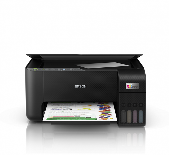 Multifunctional inkjet color Epson EcoTank CISS L3270, dimensiune A4 (Printare,Copiere, Scanare), printare borderless, viteza 33ppm alb- negru, 15ppm color, rezolutie 5760x1440 dpi, alimentare hartie 100 coli, scanner CIS rezolutie 1.200 x 2.400 DPI, interfata: USB ,WI-FI, WI-FI Direct consumabile
