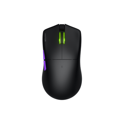 Mouse gaming wireless Hator Pulsar 3 ULTRA 8K+4K, polling rate pana la 8000Hz, senzor Optical PixArt PAW 3950, rezolutie maxima 30000 DPI, switch HATORÂ® Optical 100M, side switch Kailh 3M, durata de viata baterie in wireless mode pana la 180 de ore, negru