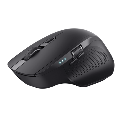 Mouse Trust Ozaa+, wireless RF 2.4GHz, bluetooth, conectivitate USB 1.1, 2.0, 3.0, rezolutie maxima 3200 DPI, negru