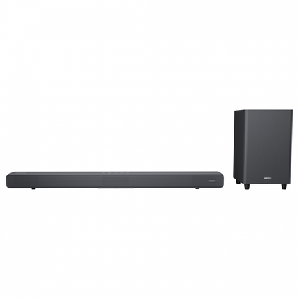 SOUNDBAR HORIZON HAV-S5950W / System 2.1 / Max Audio Power 160W (40W x2 + 80W) / Digital Optical / AUX (3.5mm) / HDMI-ARC (CEC) / BT 5.4 / USB Playback / DOT-Matrix Display / Remote + Button Keys / Impedance: 6Î© x2 + 4Î© / Signal to Noise Ratio (SNR): 73dB / Wall-Mount Ready / Full Size / Titanium