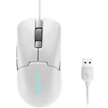 Mouse gaming Lenovo Legion M300s, Iluminare RGB, 8k DPI, Sensor Pixart, Glacier White