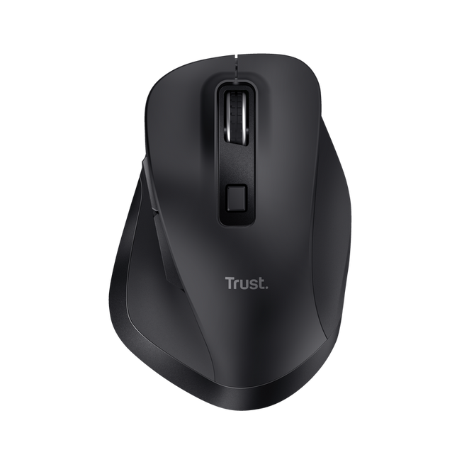 Mouse Trust Fyda ergonomic, reincarcabil, wireless RF 2.4GHz, USB2.0, 6 butoane, rezolutie 2400 DPI, negru