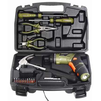 PACHET SURUBELNITA PE ACUMULATOR HEINNER VTE002, 3.6 V LI-ION, 1300 MAH, 4.5 NM, 20 BITI, ADAPTOR + 5 SCULE DE MANA,VERDE Heinner