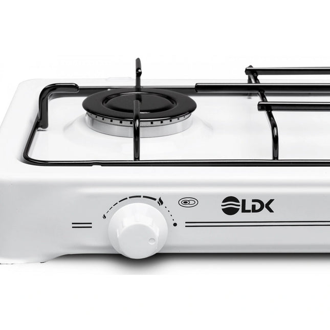 Plita Aragaz Ldk Amorfo 2 White, Alimentare la Butelie, 2 Arzătoare, Capac Metalic, Alb