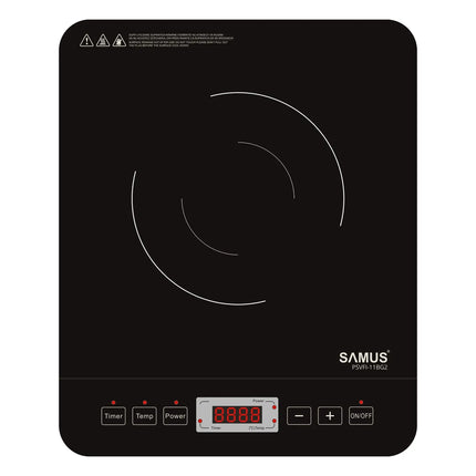 PLITĂ ELECTRICĂ VITROCERAMICĂ CU INDUCȚIE SAMUS PSVFI-11BG2, 2000 W, TOUCH CONTROL, REGLAJ TEMPERATURĂ ȘI PUTERE ÎN 8 TREPTE, TEMPORIZATOR, AFIȘAJ ELECTRONIC, NEGRU Samus