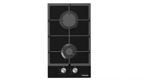 PLITĂ INCORPORABILĂ HEINNER HBH-M302FGBK, GAZ, 2 ARZĂTOARE, GRĂTAR FONTĂ, APRINDERE ELECTRICĂ, DISPOZITIV DE SIGURANȚĂ, 30 CM, STICLĂ NEAGRĂ Heinner