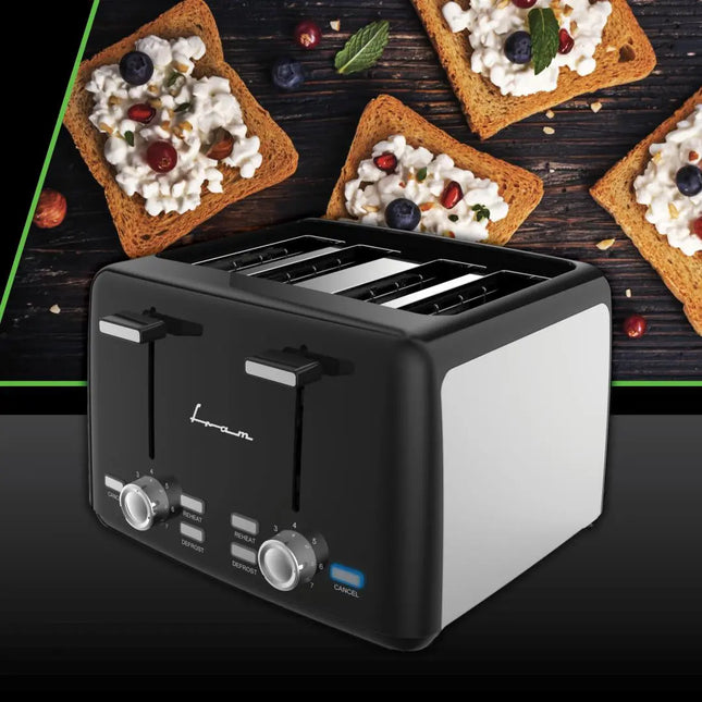 PRAJITOR DE PAINE FRAM FTP-1574SSBK, 1600 W, 4 FELII, 7 NIVELURI DE RUMENIRE NEGRU/INOX FRAM