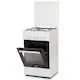 Aragaz LDK 5050 WH RMV, Gaz, 4 Arzatoare, Siguranta, Capac metalic, 50 x 50 cm, Alb