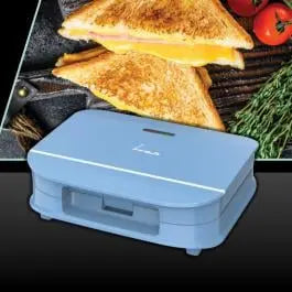 SANDWICH MAKER FRAM FSM-700BL, 700W, CAPACITATE 2 SANDWICH-URI, PLĂCI FIXE CU ÎNVELIȘ ANTIADERENT, DESIGN PENTRU DEPOZITARE VERTICALĂ, ALBASTRU FRAM
