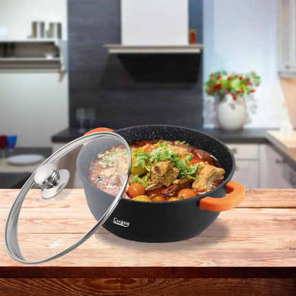 Semioala aluminiu turnat +capac Heinner, HR-SCO-A0324A, 4.4 L,24 cm x 11.5 cm ,neagra Heinner