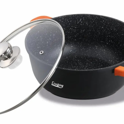 Semioala aluminiu turnat +capac Heinner, HR-SCO-A0324A, 4.4 L,24 cm x 11.5 cm ,neagra Heinner