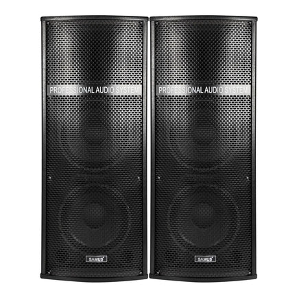 SET BOXE AUDIO SAMUS TWIN SOUND 22 PRO, PUTERE RMS 2×120 W / DE IESIRE 2×250 W / PMPO 4000 W, EGALIZATOARE PE 7 BENZI, FM RADIO, BLUETOOTH 5.0, 2 X MUFA INTRARE MICROFON (NEGRU) Samus