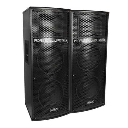 SET BOXE AUDIO SAMUS TWIN SOUND 22 PRO, PUTERE RMS 2×120 W / DE IESIRE 2×250 W / PMPO 4000 W, EGALIZATOARE PE 7 BENZI, FM RADIO, BLUETOOTH 5.0, 2 X MUFA INTRARE MICROFON (NEGRU) Samus
