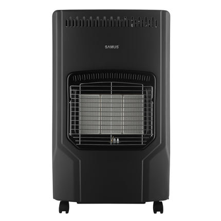 SOBĂ SAMUS RS423, TREI TREPTE DE PUTERE: 1.5 / 2.8 / 4.2 KW, BUTELIE DE PÂNĂ LA 15 KG, APRINDERE PIEZOELECTRICĂ, COMUTATOR ANTI-RASTURNARE, SE UTILIZEAZĂ CU GPL / BUTAN / PROPAN, NEGRU Samus