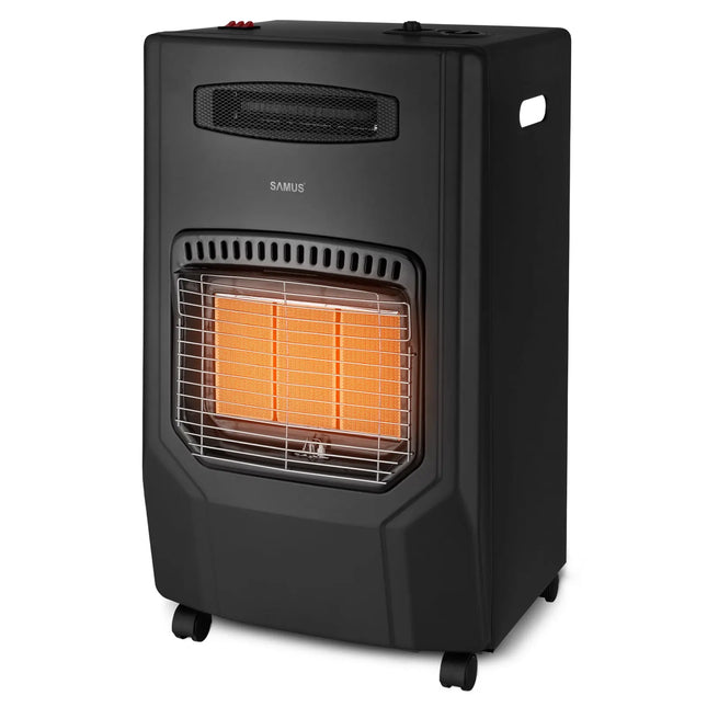SOB SAMUS RS425H, APRINDERE PIEZOELECTRIC, MOD DE ÎNCLZIRE: GAZ + VENTILATOR, TIP DE GAZ: GPL / BUTAN / PROPAN, PUTERE DE ÎNCLZIRE MAXIM: 4.2 KW, ARZTOR INFRAROU CU PLCI CERAMICE DE ÎNALT CAL Samus