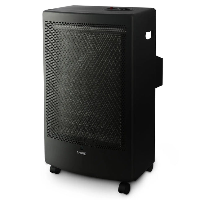 SOBĂ SAMUS RS426C, DOUĂ TREPTE DE PUTERE: 1.3 KW / 3.0 KW, APRINDERE PIEZOELECTRICĂ, ARZĂTOR CATALITIC DE CLASĂ SUPERIOARĂ, BUTELIE DE GAZ DE PÂNĂ LA 13 KG, TIP DE GAZ: GPL / BUTAN / PROPAN, NEGRU Samus