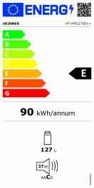 Frigider cu o usa Heinner HF-HM127SE++, 127 l, Clasa E, Control electronic cu termostat ajustabil , Lumina LED, H 85 cm, Argintiu