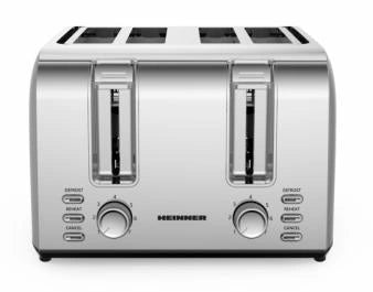 Prajitor de Paine Heinner HTP-4S1500SS, 1500W, Capacitate 4 Felii, 7 Niveluri de Rumenire, Funcții: Reincalzire, Decongelare, Anulare, Carcasa Inox