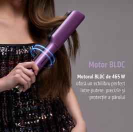 Placa de indreptat si uscator de par profesionala 2 in 1 Heinner HHS-Y2IN1BLDC-PP - uscare si indreptare cu aer cald, afisaj digital, motor BLDC, placi ceramice, 100-230 ℃, functie de aer rece, ionizare, oprire automata mov
