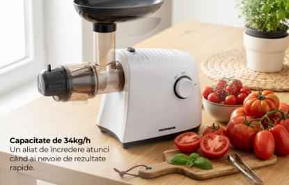 Masina de pasat rosii HEINNER HTG-LK13WH, 1340 W, 34kg/H, Reverse Alb