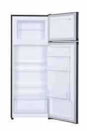 Frigider cu doua usi Heinner HF-H2206DGE++, 206 l, Clasa E, Control mecanic cu termostat ajustabil, Lumina LED, Trei rafturi din sticla, Compartiment fructe si legume, H 143 cm, Gri antracit texturat