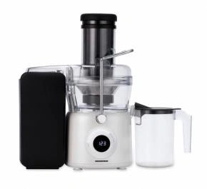 Storcător de fructe Heinner Pearlwhite HSF-K1000DCWP – 1000 W, motor DC, viteză variabilă, recipient pulpă 1 L, filtru inox, tub 84 mm, alb perlat