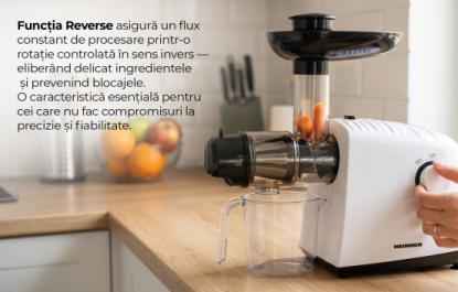 Masina de pasat rosii HEINNER HTG-LK13WH, 1340 W, 34kg/H, Reverse Alb