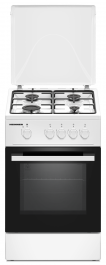 Aragaz HEINNER HFSC-K50WH, Gaz, 4 arzatoare, Duze GPL incluse, Tava si gratar cromat, 50 cm Alb