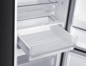 Combina frigorifica Heinner HCNF-HM400DINVDGE++, 400 l, Clasa E, No frost, Compresor Dual Inverter, Extraspace, Display LED touch, Control electronic, Functie vacanta, Super congelare, Lumina LED, H 186 cm, Gri Antracit texturat