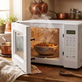 Cuptor cu microunde HEINNER HMW-MD20WHDG, 20 L, 700 W, 11 trepte putere, Timer, Platou 25.5 cm Alb