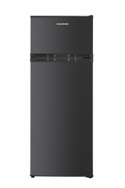 Frigider cu doua usi Heinner HF-H2206DGE++, 206 l, Clasa E, Control mecanic cu termostat ajustabil, Lumina LED, Trei rafturi din sticla, Compartiment fructe si legume, H 143 cm, Gri antracit texturat