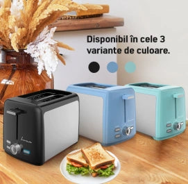 Prăjitor de Pâine Fram FTP-8007SSBK, 800 W, 2 Felii, 7 Niveluri Rumenire, Negru/Argintiu