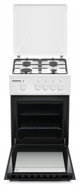 Aragaz HEINNER HFSC-K50WH, Gaz, 4 arzatoare, Duze GPL incluse, Tava si gratar cromat, 50 cm Alb
