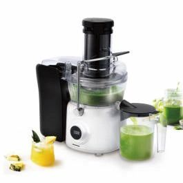 Storcător de fructe Heinner Pearlwhite HSF-K1000DCWP – 1000 W, motor DC, viteză variabilă, recipient pulpă 1 L, filtru inox, tub 84 mm, alb perlat