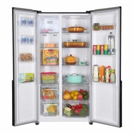 Side By Side Heinner HSBS-HM422NFGBKE++, 442 L, No Frost, Clasa E, Display, Smart, H 176.5 Cm, Sticla Neagra