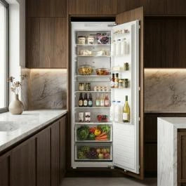 Frigider cu o Usa Incorporabil Heinner HF-BIM304NFINVE++, No Frost, 304 L, Clasa E, Compresor Inverter, Control Electronic, Funcție Super Racire, Lumina Led