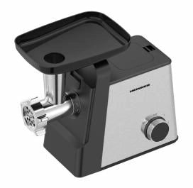 Mașină de tocat Heinner Meatmaster HMG-2100SS3 – 2100 W, 1.8 kg/min, 2 viteze, 3 site, accesorii roșii/cârnați, negru/inox