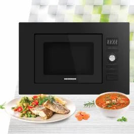 Cuptor cu microunde incorporabil Heinner hmw-mdbi20gdbk, capacitate 20l, control digital, putere cuptor: 800w, putere grill: 1000w, afisaj led, 5 trepte de putere, 8 programe automate