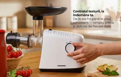 Masina de pasat rosii HEINNER HTG-LK13WH, 1340 W, 34kg/H, Reverse Alb
