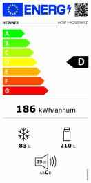 Combina frigorifica Heinner HCNF-HM293INVXD, 293 l, Clasa D, No frost, Compresor inverter, Control electronic cu termostat ajustabil, Lumina LED, H 185 cm, Aspect Inox