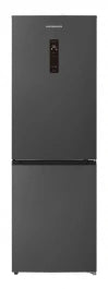Combina frigorifica Heinner HCNF-HM400DINVDGE++, 400 l, Clasa E, No frost, Compresor Dual Inverter, Extraspace, Display LED touch, Control electronic, Functie vacanta, Super congelare, Lumina LED, H 186 cm, Gri Antracit texturat