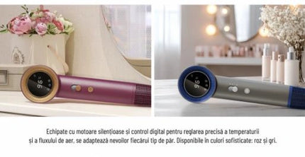 Uscător de păr Heinner HHD-H17DBLDC-GY – 1700 W, display, motor BLDC, HeatBalance, 3 trepte, 4 temperaturi, gri